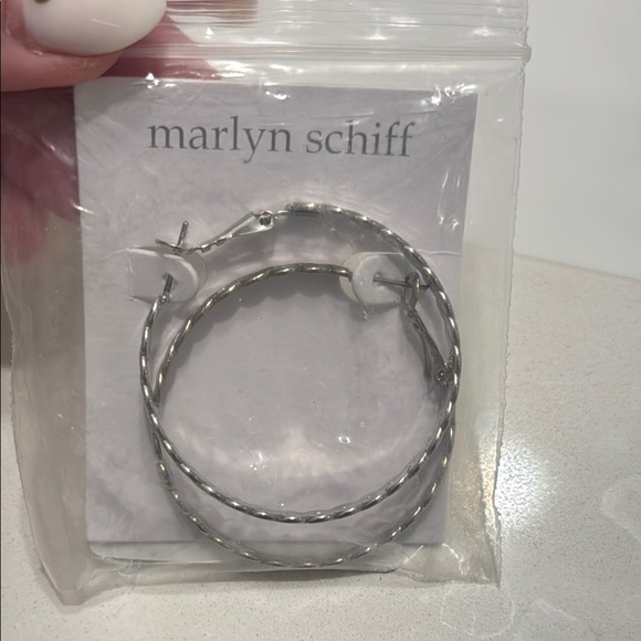 Marlyn Schiff Etched Twisted Rope Hoop Earrings - Silver - Picture 5 of 5